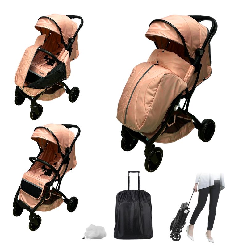 BABY ON - Coche Maleta de bebé Baby On Tureli + Cubrepies Salmon