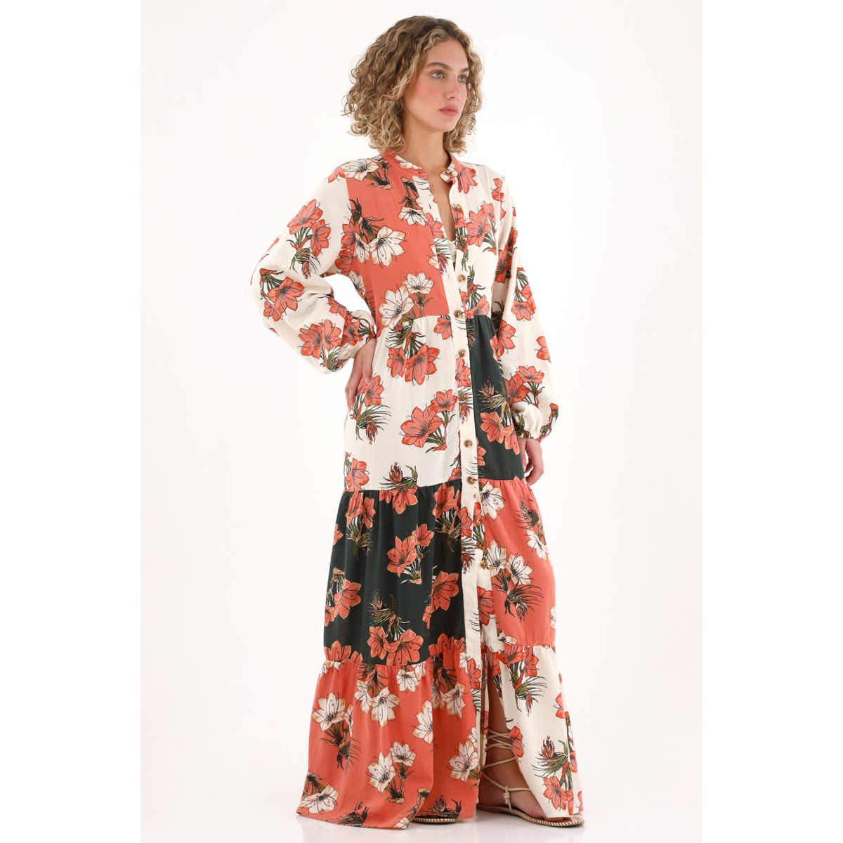 TOPMARK - Vestido largo estampado cuello neru para mujer