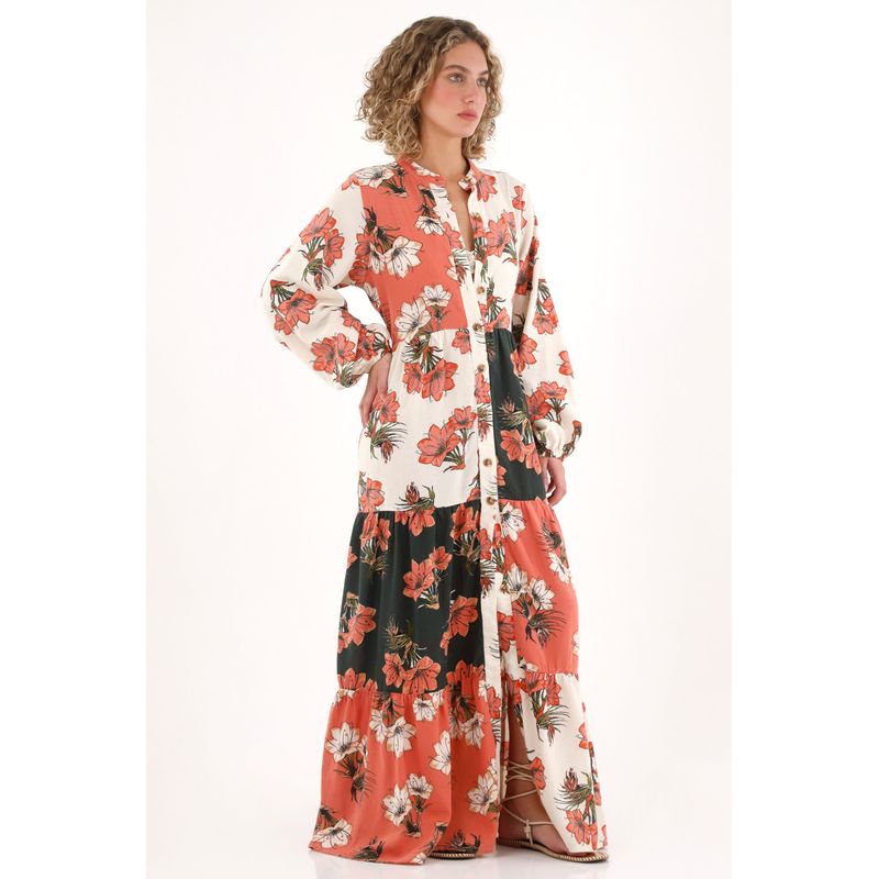 TOPMARK - Vestido largo estampado cuello neru para mujer