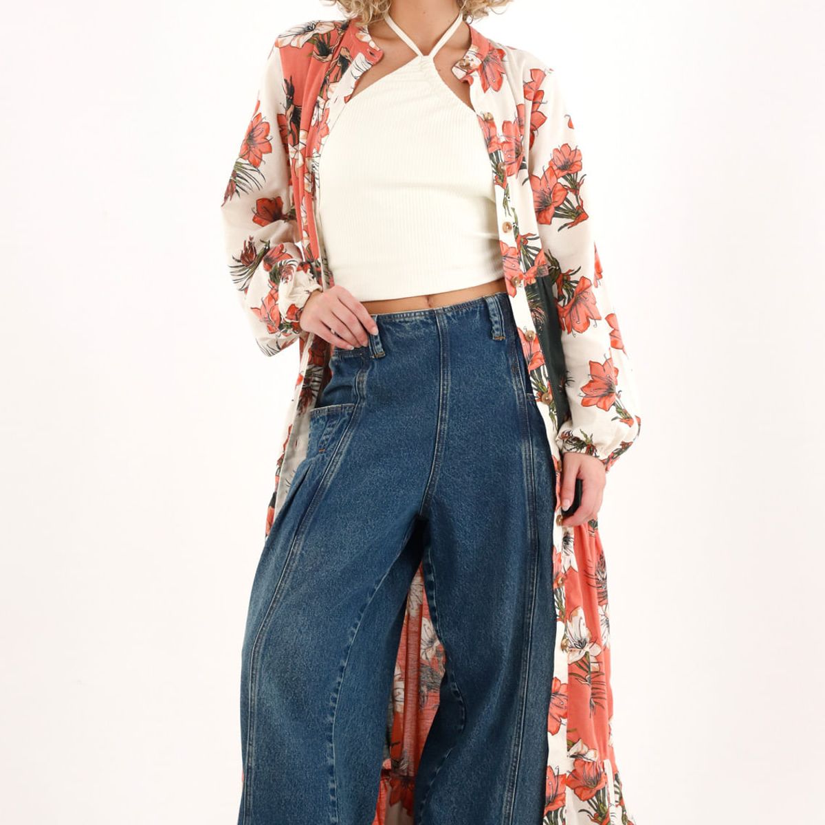 TOPMARK - Vestido largo estampado cuello neru para mujer