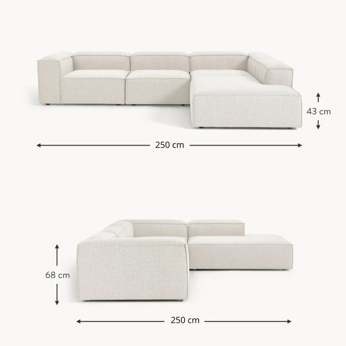 GENERICO - SOFÁ EN L ESQUINERO MODULAR COLOR BLANCO EN TELA ANTIFLUIDOS Y PET FRIENDLY