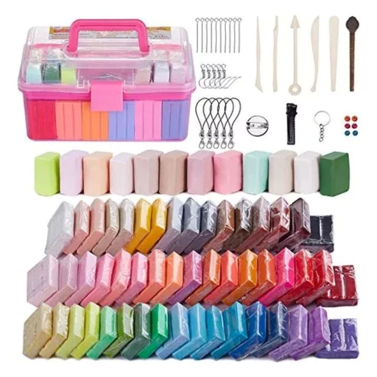 GENERICO - Kit Arcilla Infantil 62 Colores Suaves Seguros Didáctico