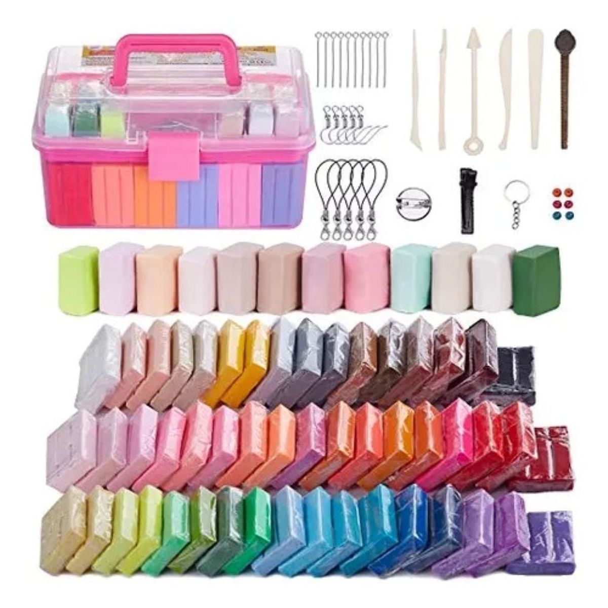 GENERICO - Kit Arcilla Infantil 62 Colores Suaves Seguros Didáctico