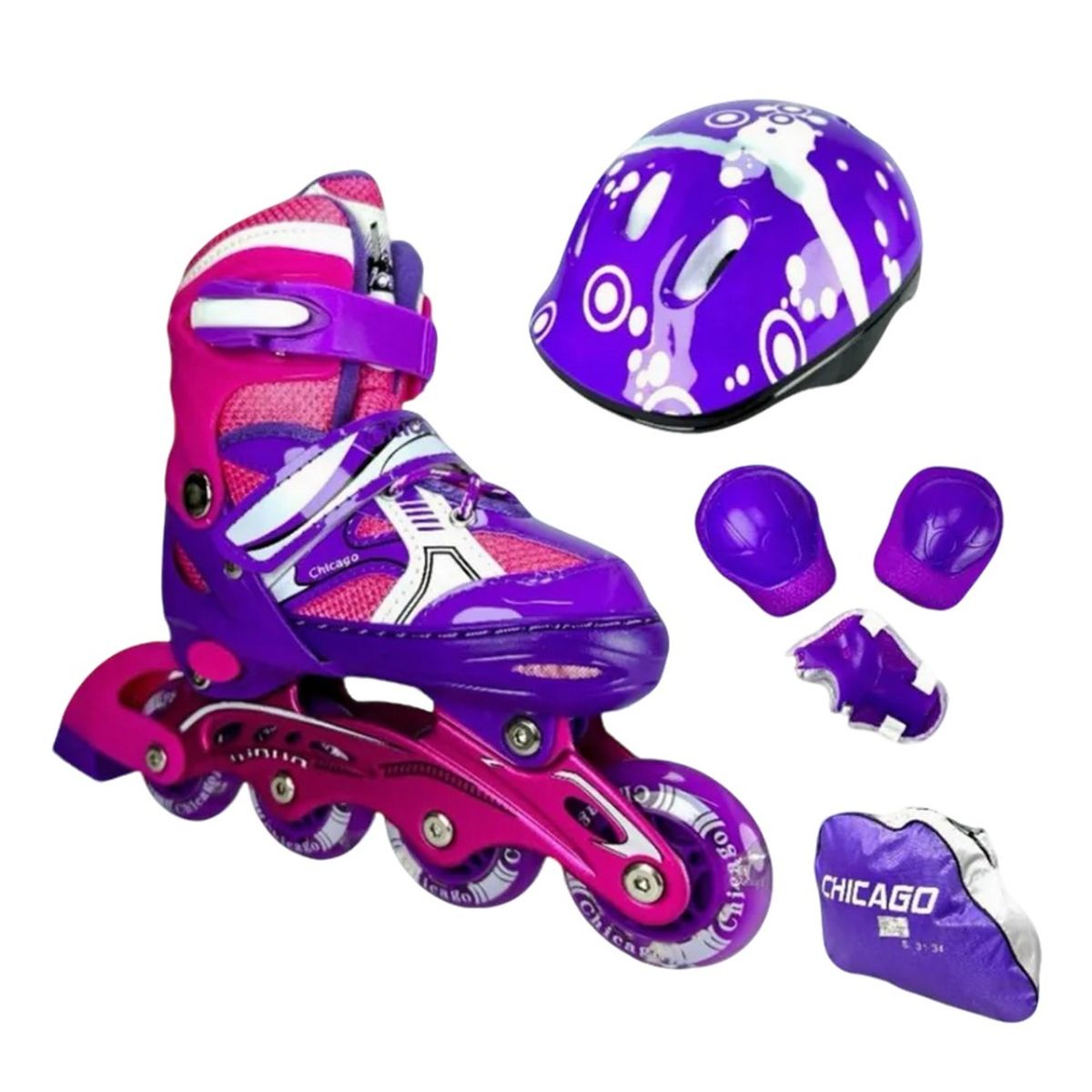 CHICAGO - Patines semiprofesionales en linea Niñas Morado Fucsia