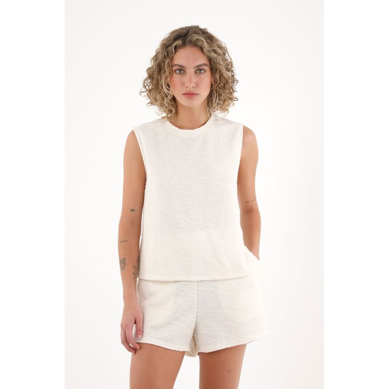 TOPMARK - Camiseta manga sisa crudo para mujer