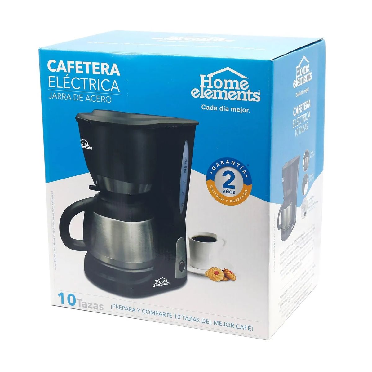 HOME ELEMENTS - Cafetera Eléctrica Home Elements He-vai10 Acero 10 Tazas