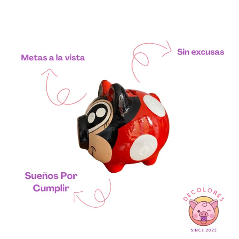 GENERICO - Alcancia en barro Ratona,  Marranitas pintadas a mano