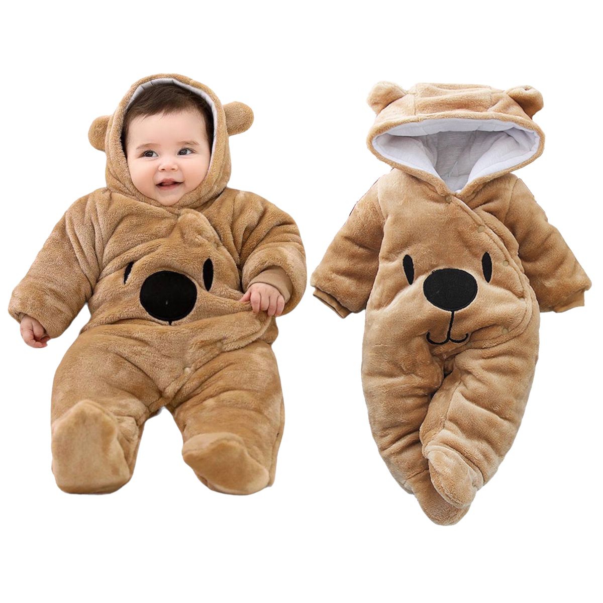 MULTIPLACE COLOMBIA - Sleeping para bebe termico en peluche Cafe 6-9 meses