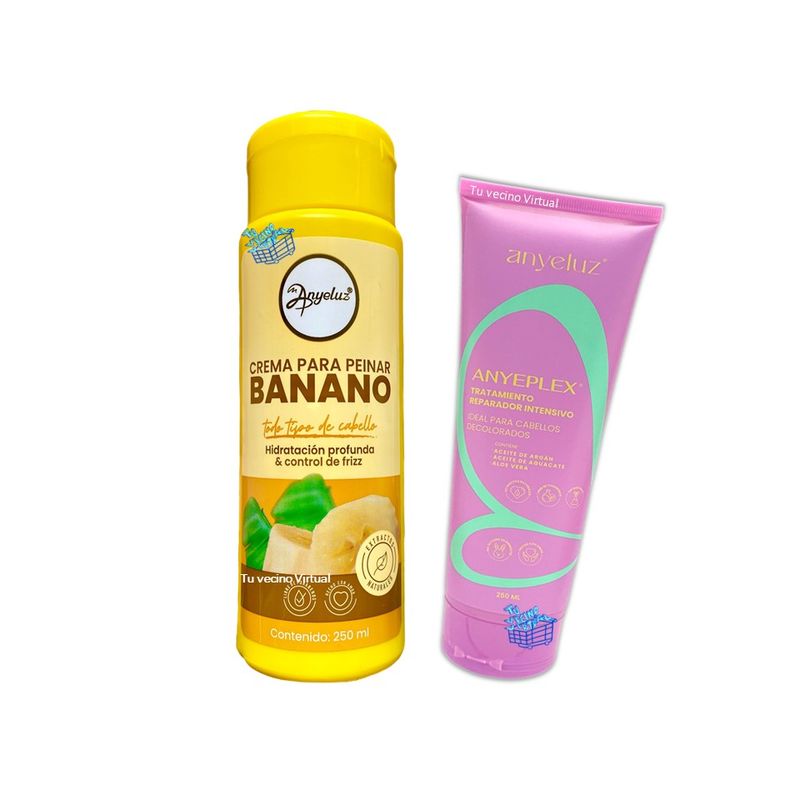 ANYELUZ - Anyeplex y Crema para Peinar de Banano Anyeluz