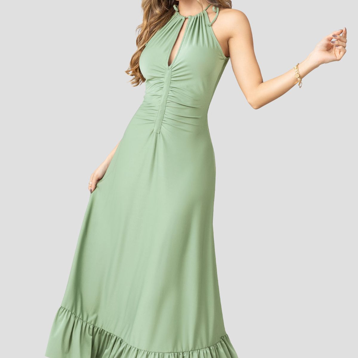 MARKETING PERSONAL - Vestido Largo Mujer Verde Matcha Mp 110420