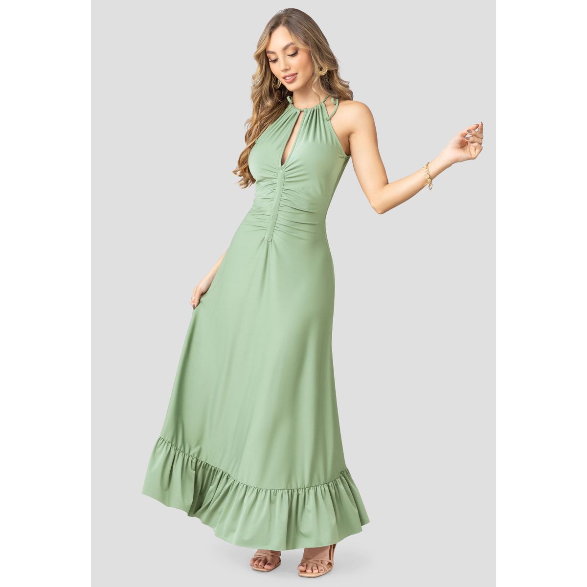 MARKETING PERSONAL - Vestido Largo Mujer Verde Matcha Mp 110420