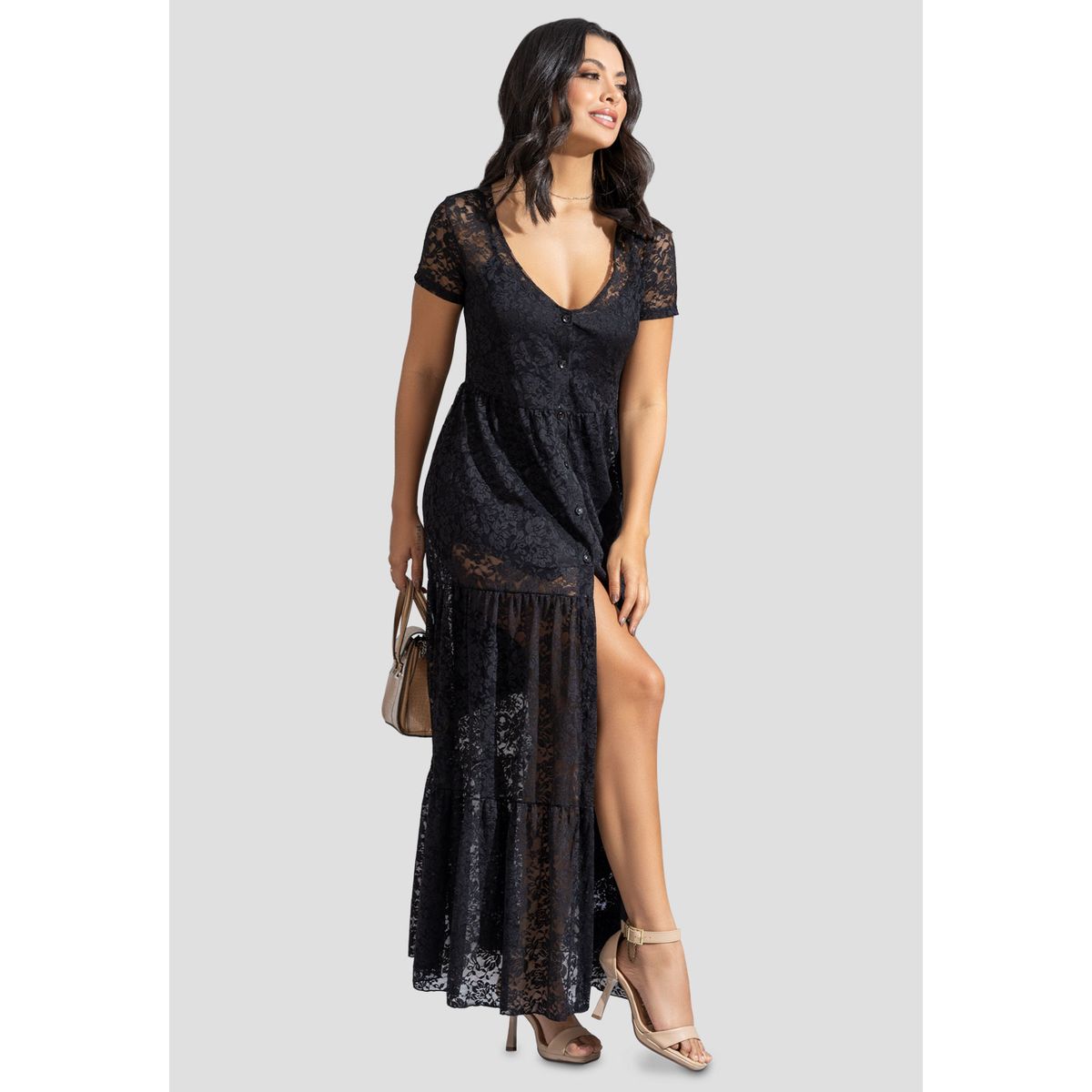 MARKETING PERSONAL - Vestido Largo Mujer Negro Mp 110419