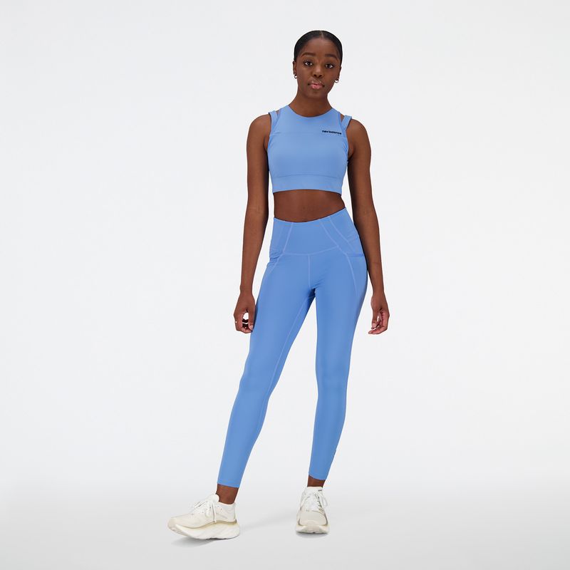 NEW BALANCE - Top New Balance Original Shape Shield Crop Bra Azul Mujer