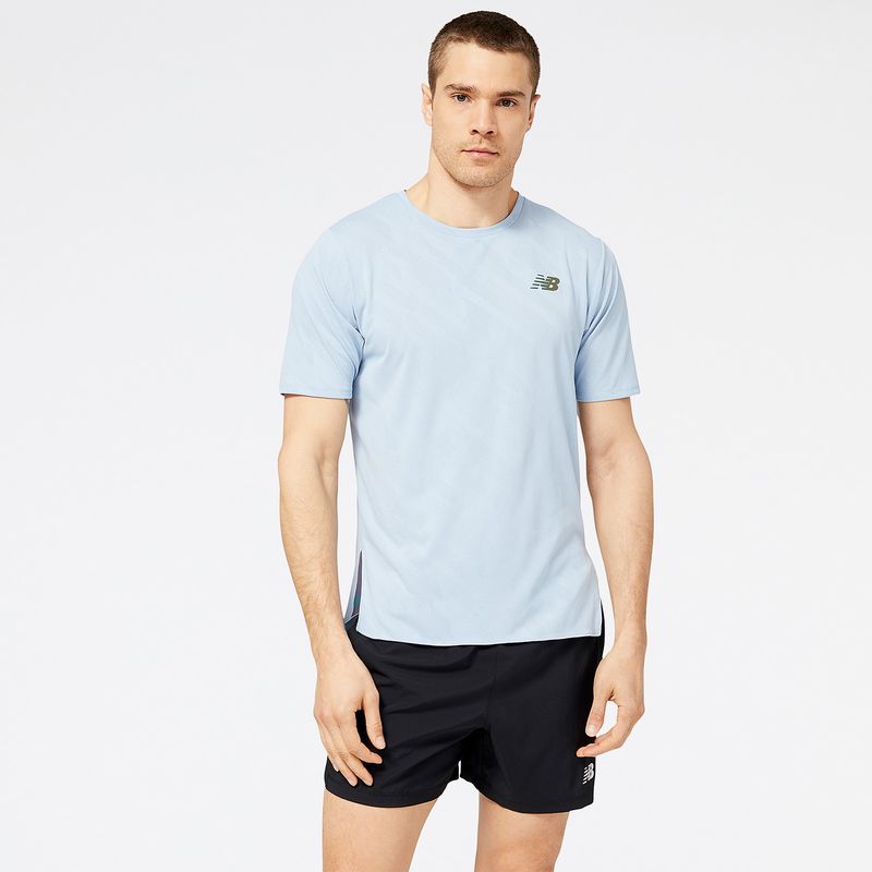 NEW BALANCE - Camisa Deportiva New Balance Original Q Speed Azul Hombre