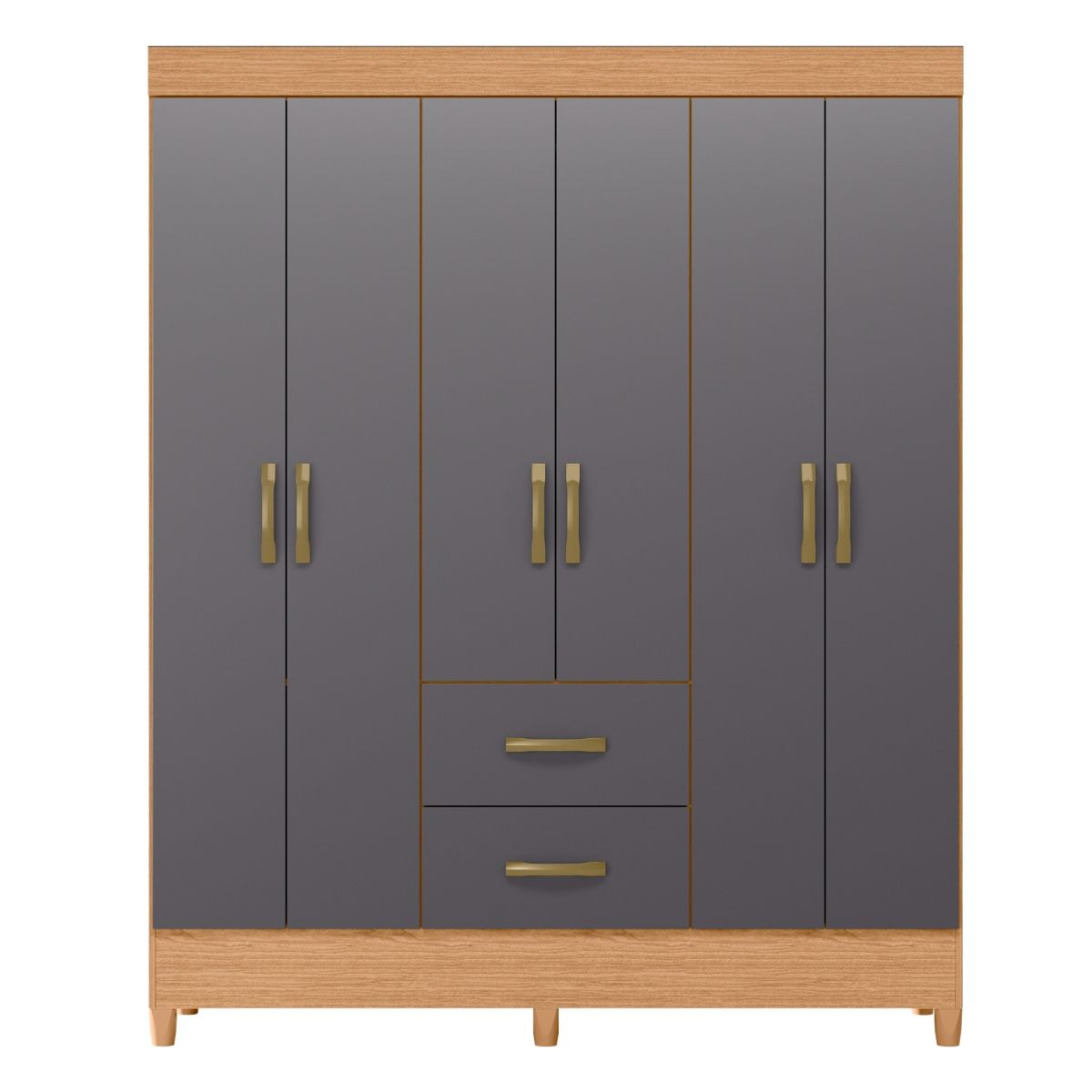 AKIVOY - Closet Armario Mobi 6 Puertas Color Cafe - Gris