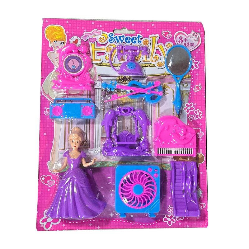 GENERICO - Muñeca Princesa Vestido Juguete Niñas + Accesorios Casa