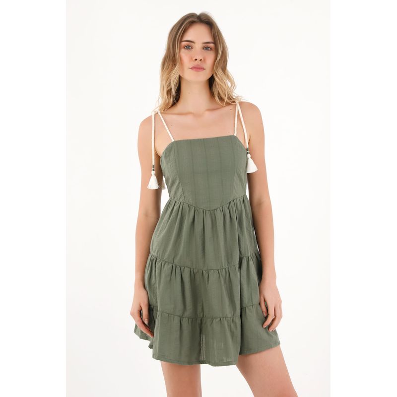 TOPMARK - Vestido corto de tiras verde para mujer
