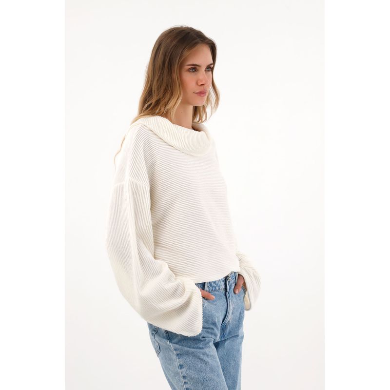 TOPMARK - Buzo manga larga amplia crudo para mujer