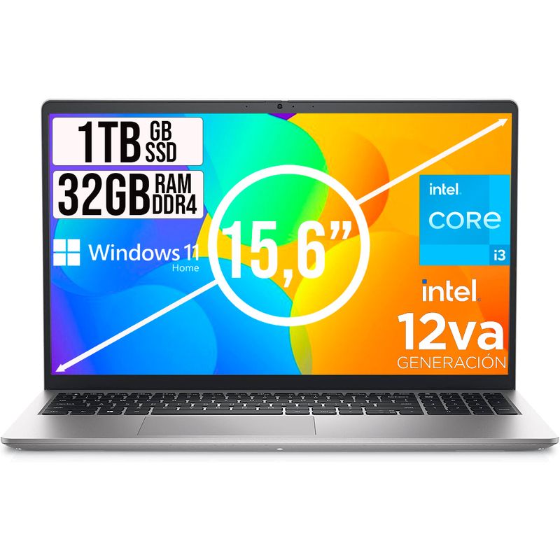 DELL - PORTATIL DELL INSPIRON INTEL CORE I3 1215U SSD 1TB RAM 32GB LED 15,6 LIC W11 HOME