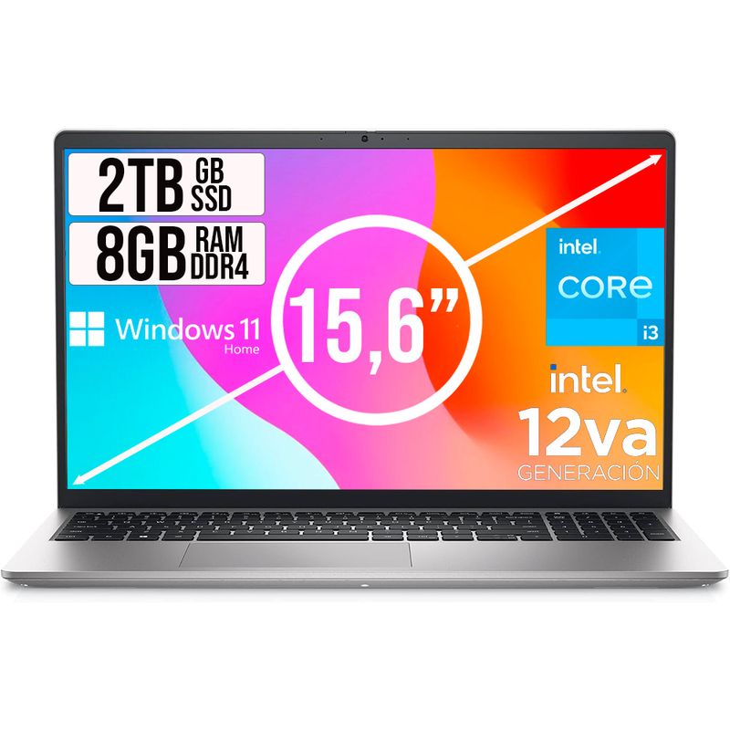 DELL - PORTATIL DELL INSPIRON INTEL CORE I3 1215U SSD 2TB RAM 8GB LED 15,6 LIC W11 HOME
