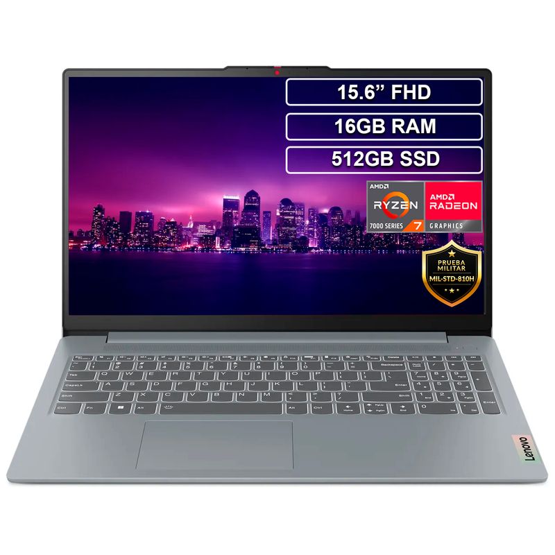 LENOVO - Portátil Lenovo 15ABR8 Ryzen 7 7730U 16GB 512GB FHD 15.6