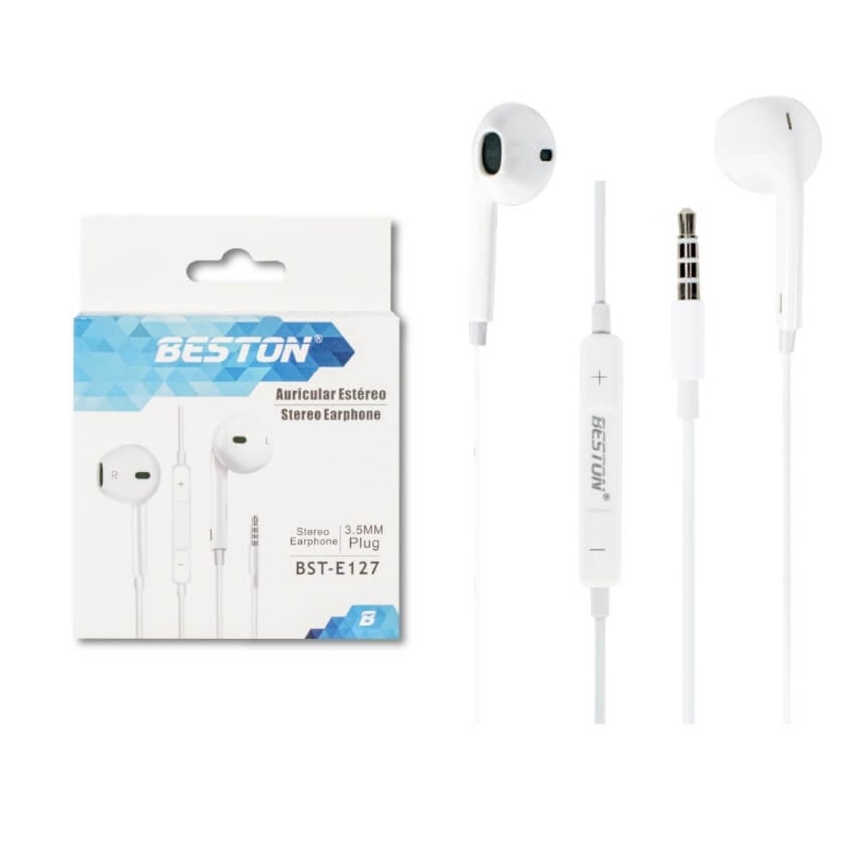 ZER - AUDIFONOS CABLEADOS MANOS LIBRES BESTON BLANCOS PLUG 35MM ESTEREO