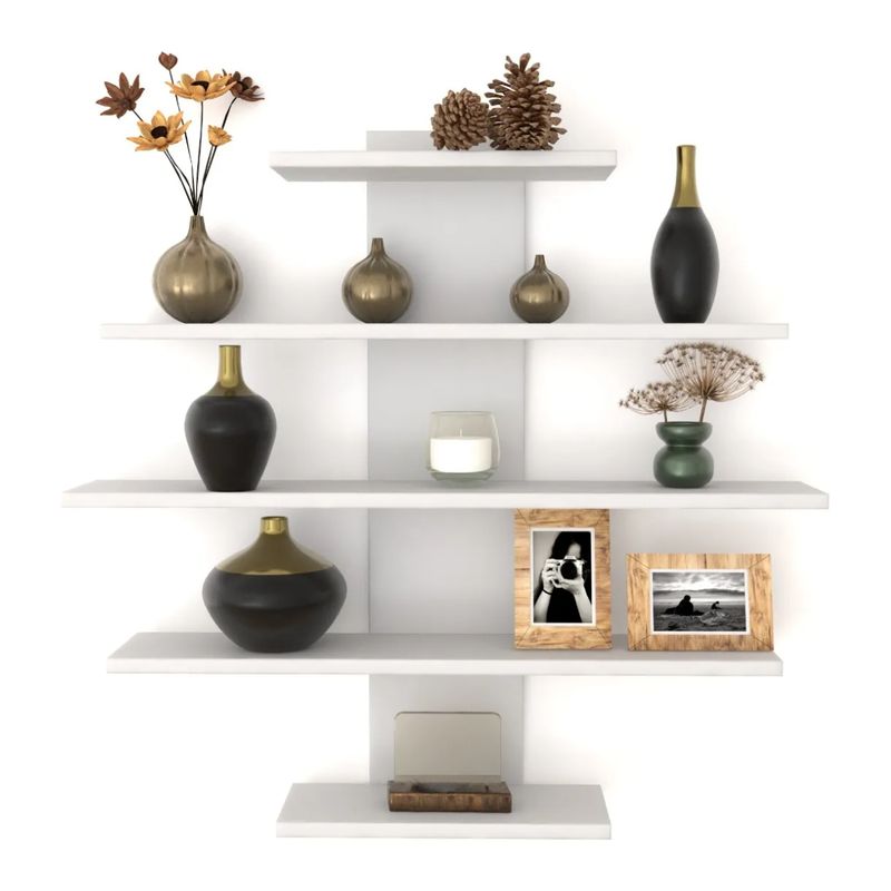 GENERICO - Repisa Flotante F-05  Decoración Sujetalibro Moderna Color Blanco