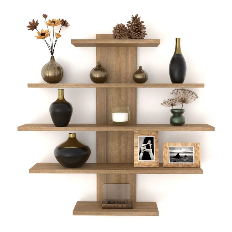 GENERICO - Repisa Flotante F-05  Decoración Sujetalibro Moderna Color Amaretto