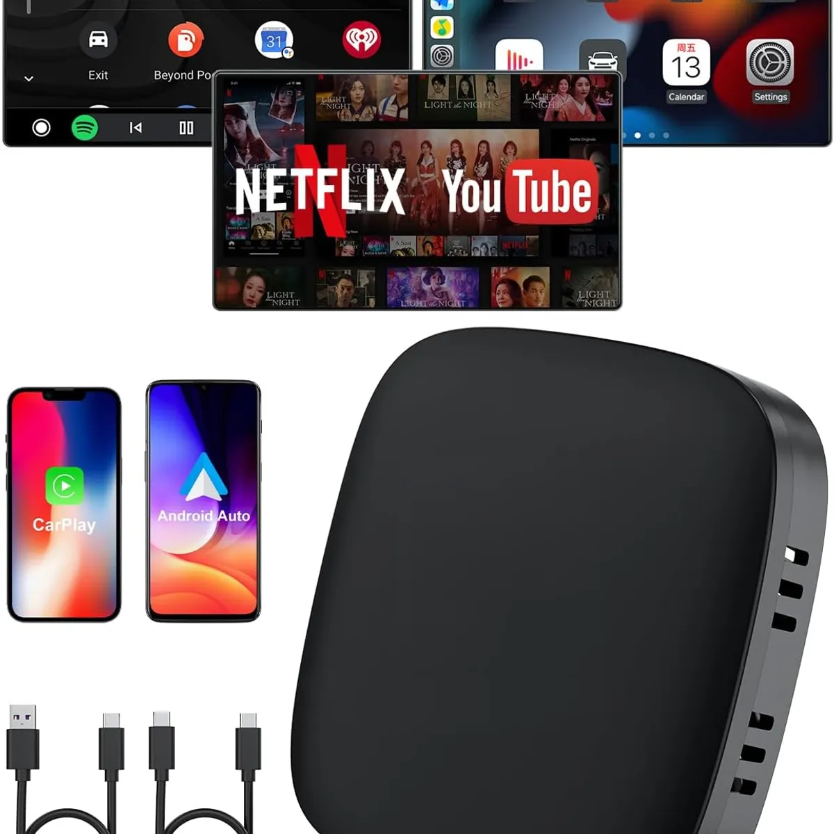 GENERICO - Box Inalámbrico Android Auto CarPlay YouTube PlayStore Apps