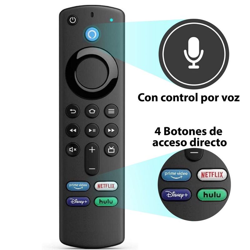 GENERICO - CONTROL PARA AMAZON FIRE TV 1, 2, 3 GEN, STICK, 4K MAX, CON VOZ, BT