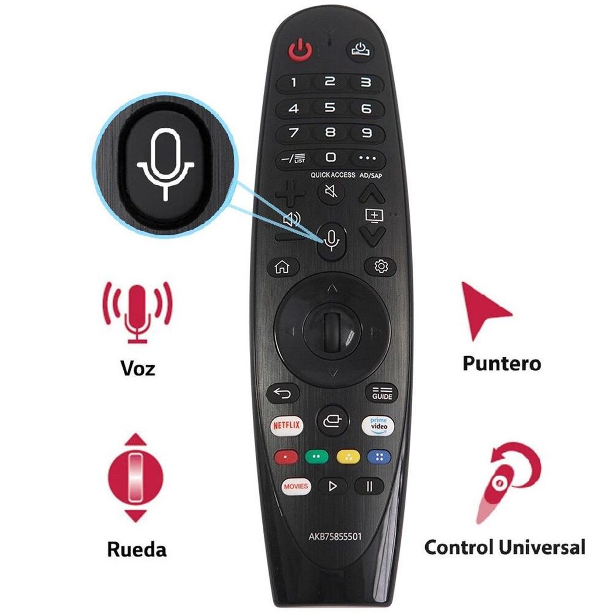 GENERICO - CONTROL COMPATIBLE LG MAGIC AN-MR20GA, CON VOZ Y PUNTERO, 2020 A 2018