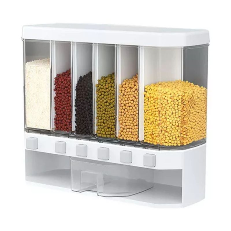 GENERICO - Dispensador Alimentos Separador Cereales, 6 Espacios