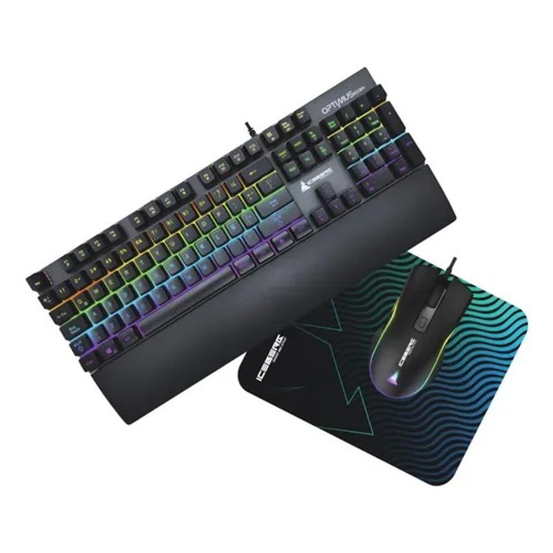 ICEBERG - COMBO OPTIMUS ICEBERG TECLADO SWITCH RED + MOUSE RGB + PAD MOUSE