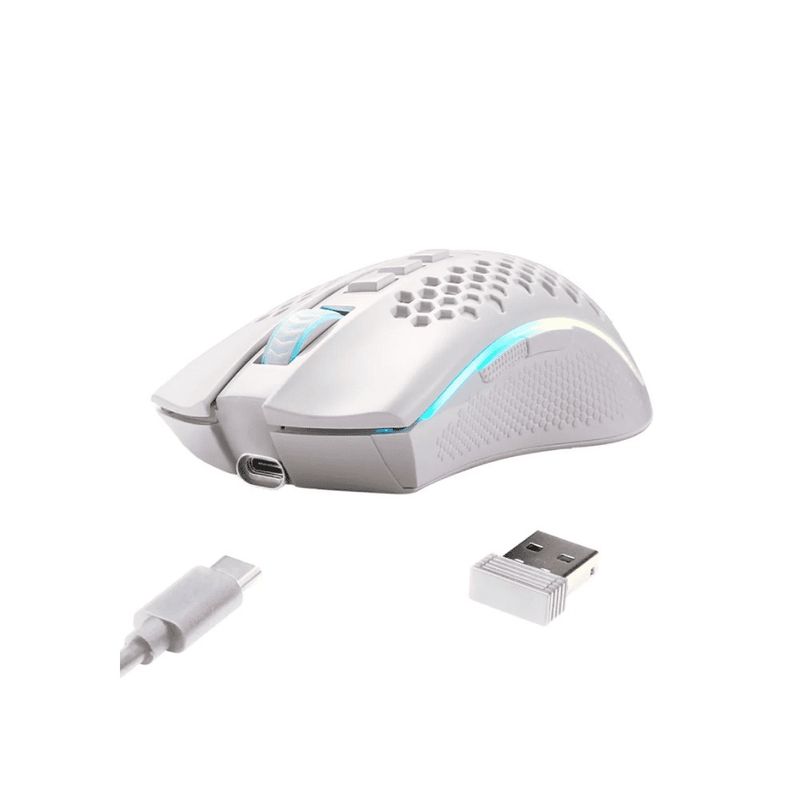 REDRAGON - Mouse Gamer Redragon Storm Pro M808-KS Inalámbrico Blanco + RGB