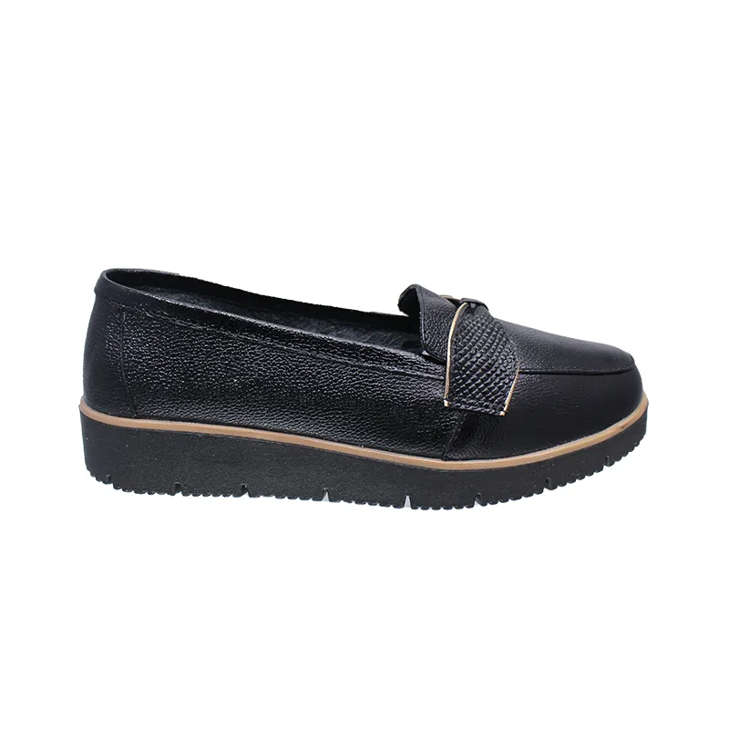 GENERICO - Zapato En Cuero Tacón Corrido Moño Decorativo