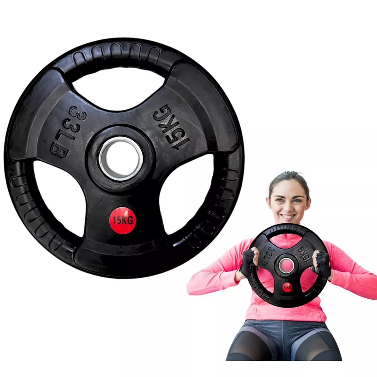 GENERICO - Discos olimpicos 2" encauchetado Par de 15 kg (total 30kg)