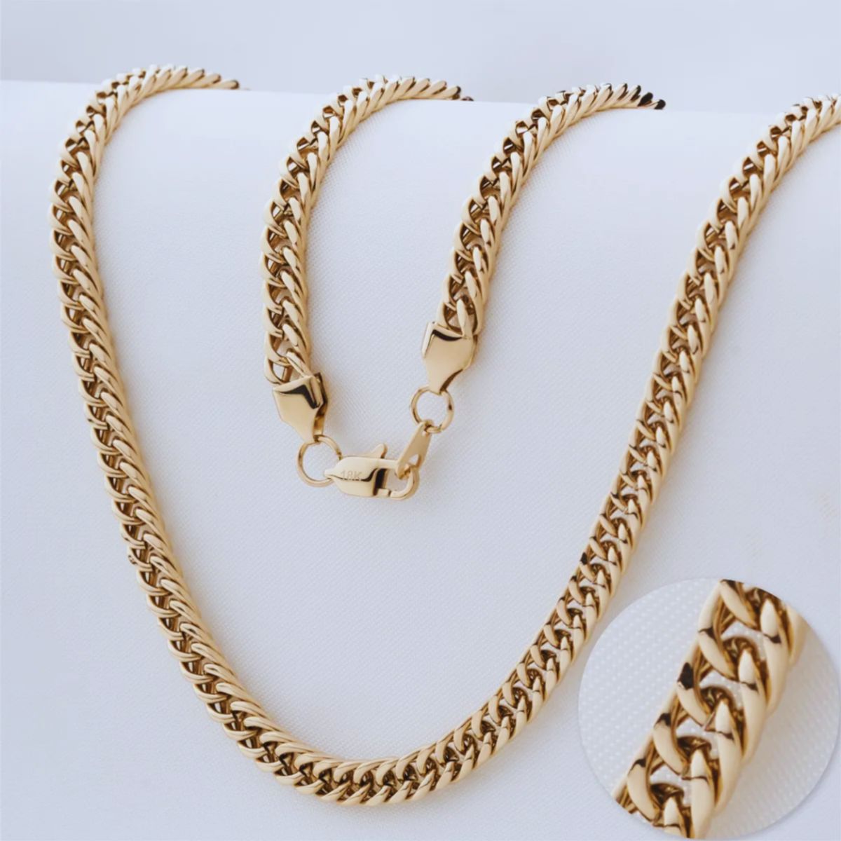 GENERICO - Cadena Oro Laminado 18K Tejido Barbado 4MM 65CM Unisex