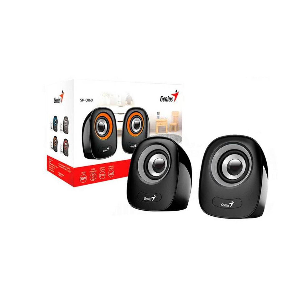 GENIUS - Parlantes Genius 2.0 Sp-q160 Usb 6 Wats  Negro