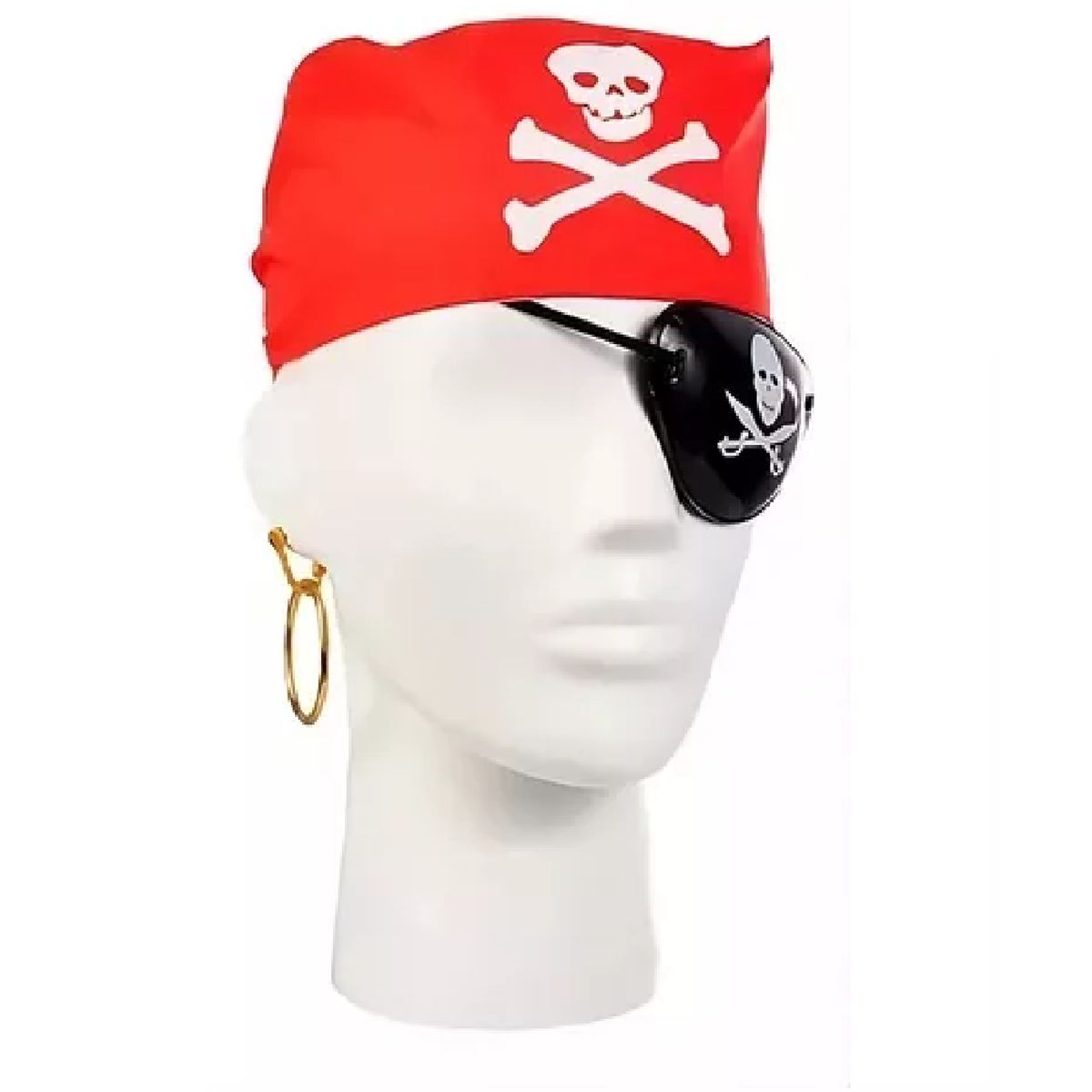 GENERICO - Set Accesorios De Disfraz Para Pirata Incluye Parche Arete Pañoleta