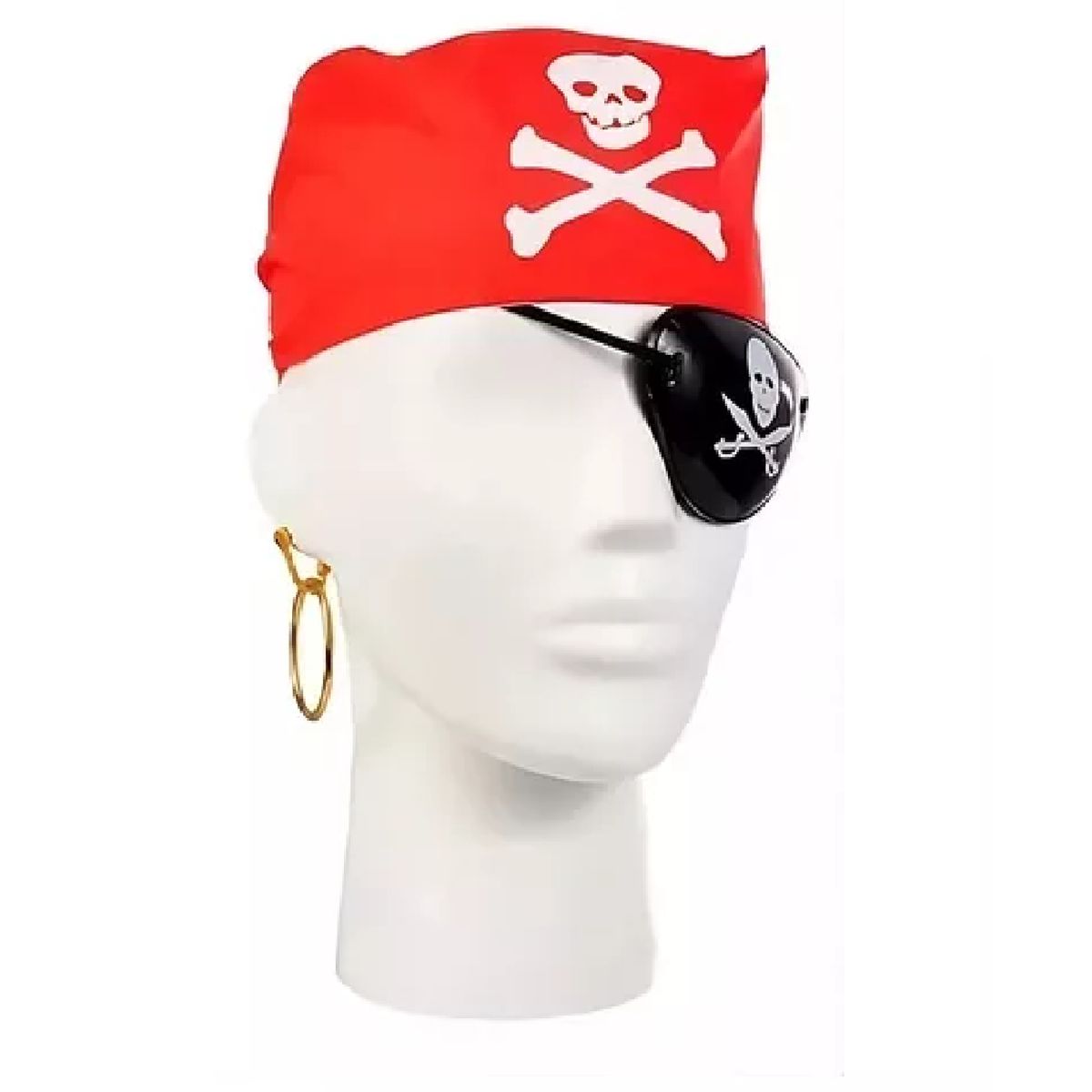 GENERICO - Set Accesorios De Disfraz Para Pirata Incluye Parche Arete Pañoleta