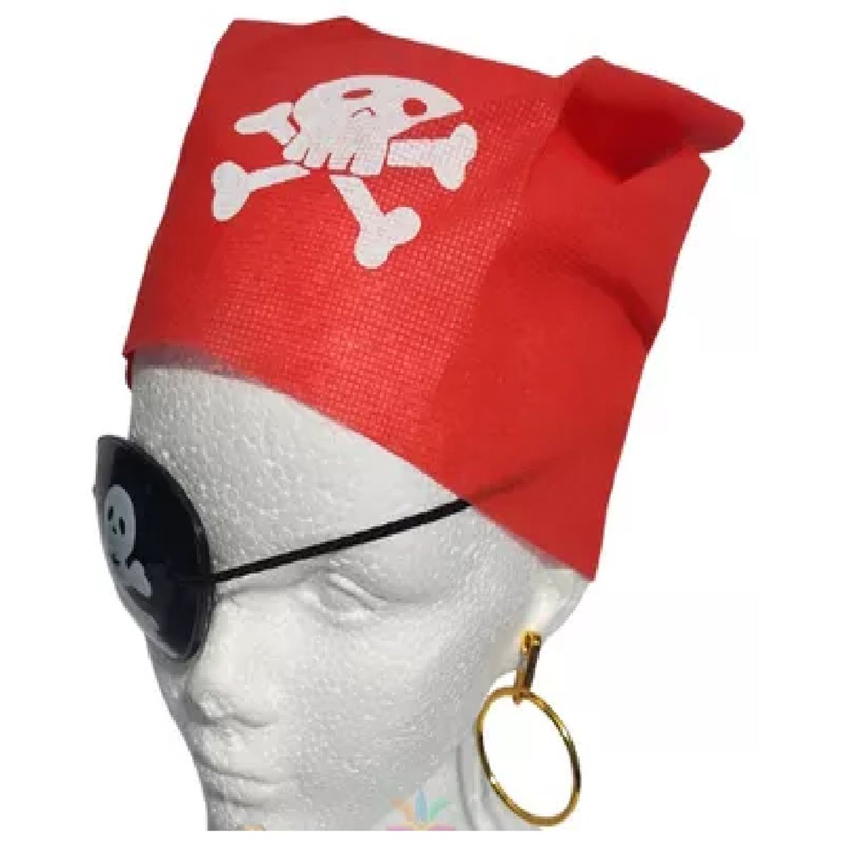 GENERICO - Set Accesorios De Disfraz Para Pirata Incluye Parche Arete Pañoleta