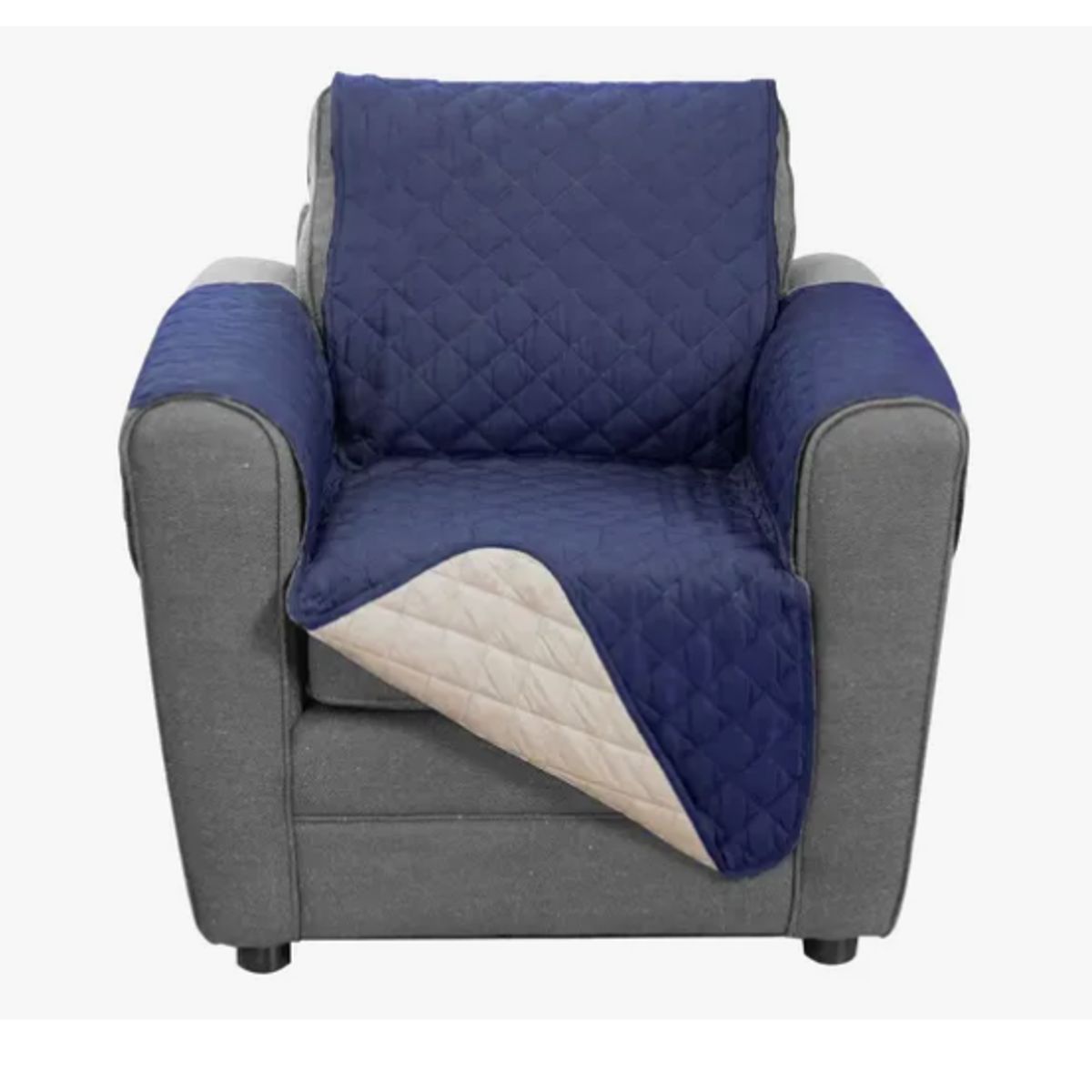 INNOVA - Protector Sofa 1 Puesto Azul Con Beige Semi Impermeable