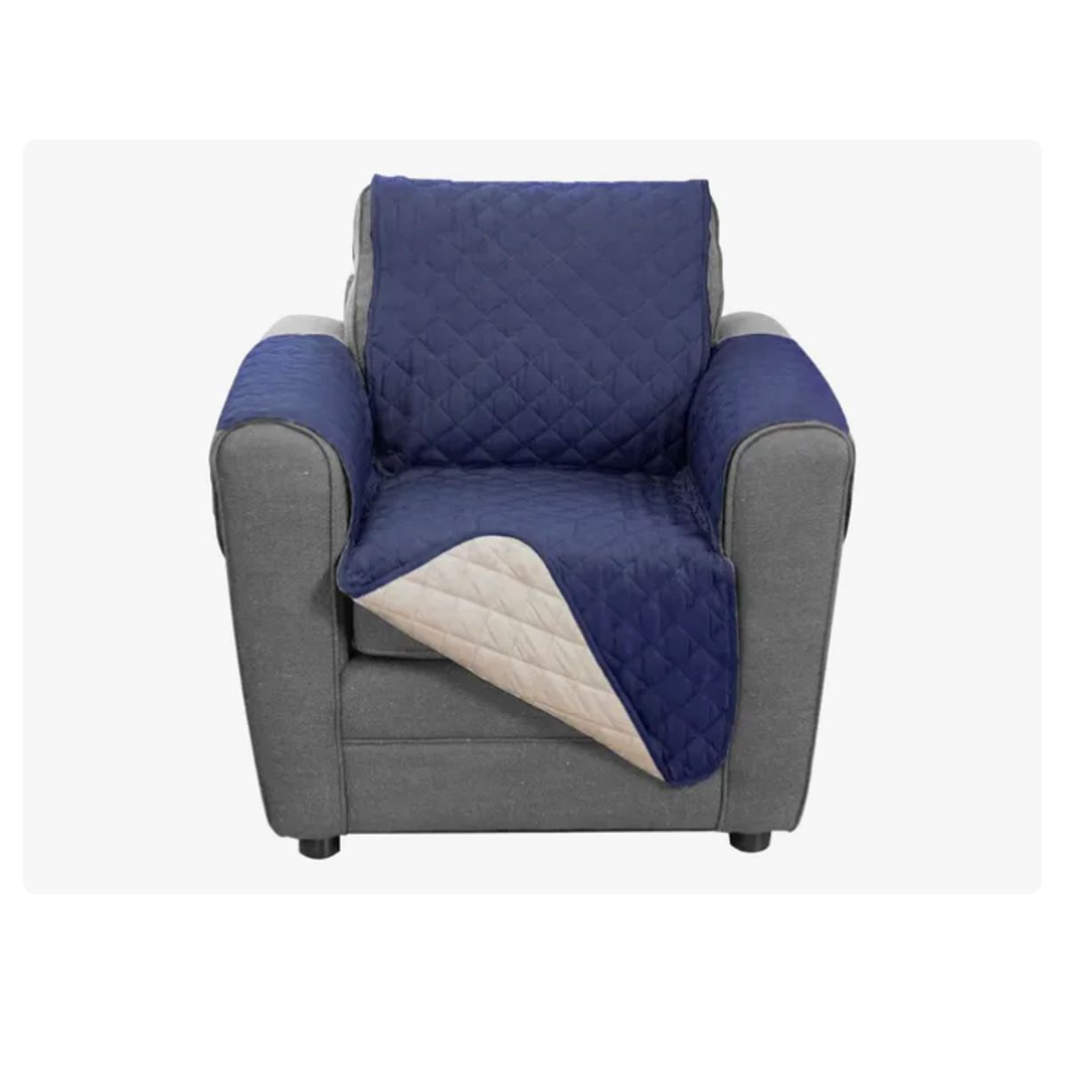 INNOVA - Protector Sofa 1 Puesto Azul Con Beige Semi Impermeable