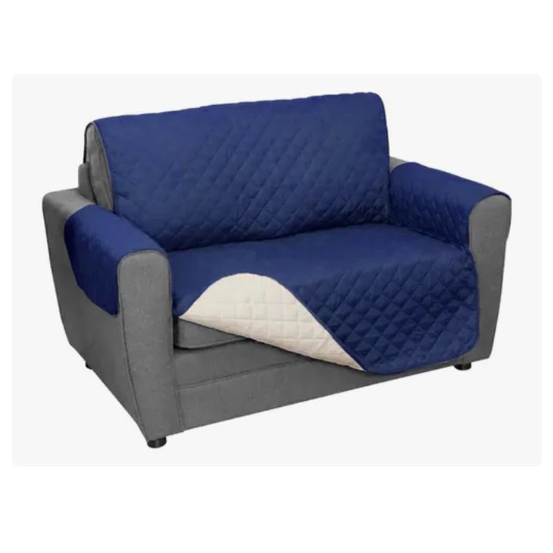 INNOVA - Protector De Sofá 2 Puestos Doble Faz Semi Impermeable Azul