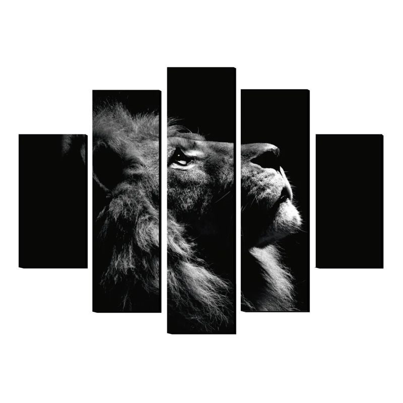 GENERICO - Cuadro Decorativo León Blanco Y Negro Moderno Contemporaneo