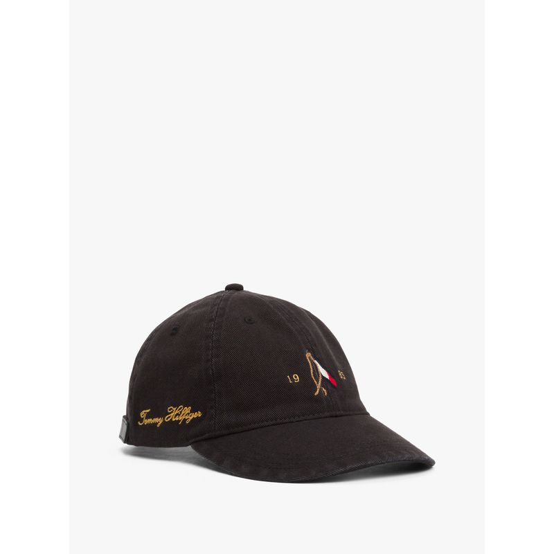 TOMMY HILFIGER - Gorra negra de béisbol con logo bordado Tommy Hilfiger
