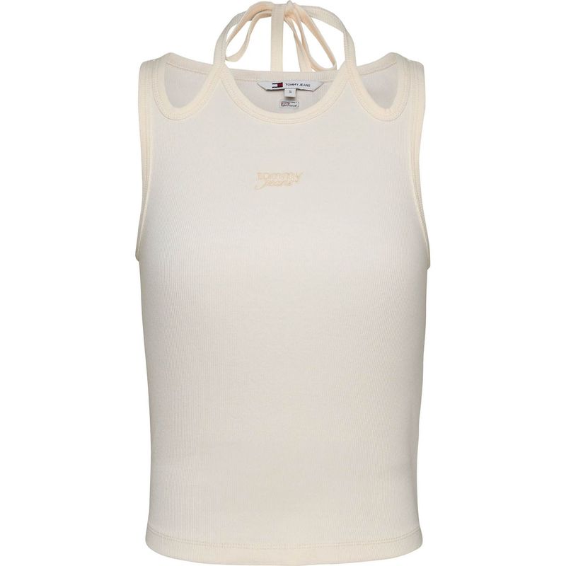 TOMMY HILFIGER - Camiseta blanca sin mangas con cuello halter Tommy Jeans