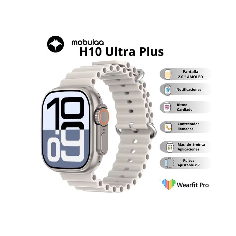 MOBULA - Reloj Inteligente H10 Ultra Plus Pantalla AMOLED - Gris