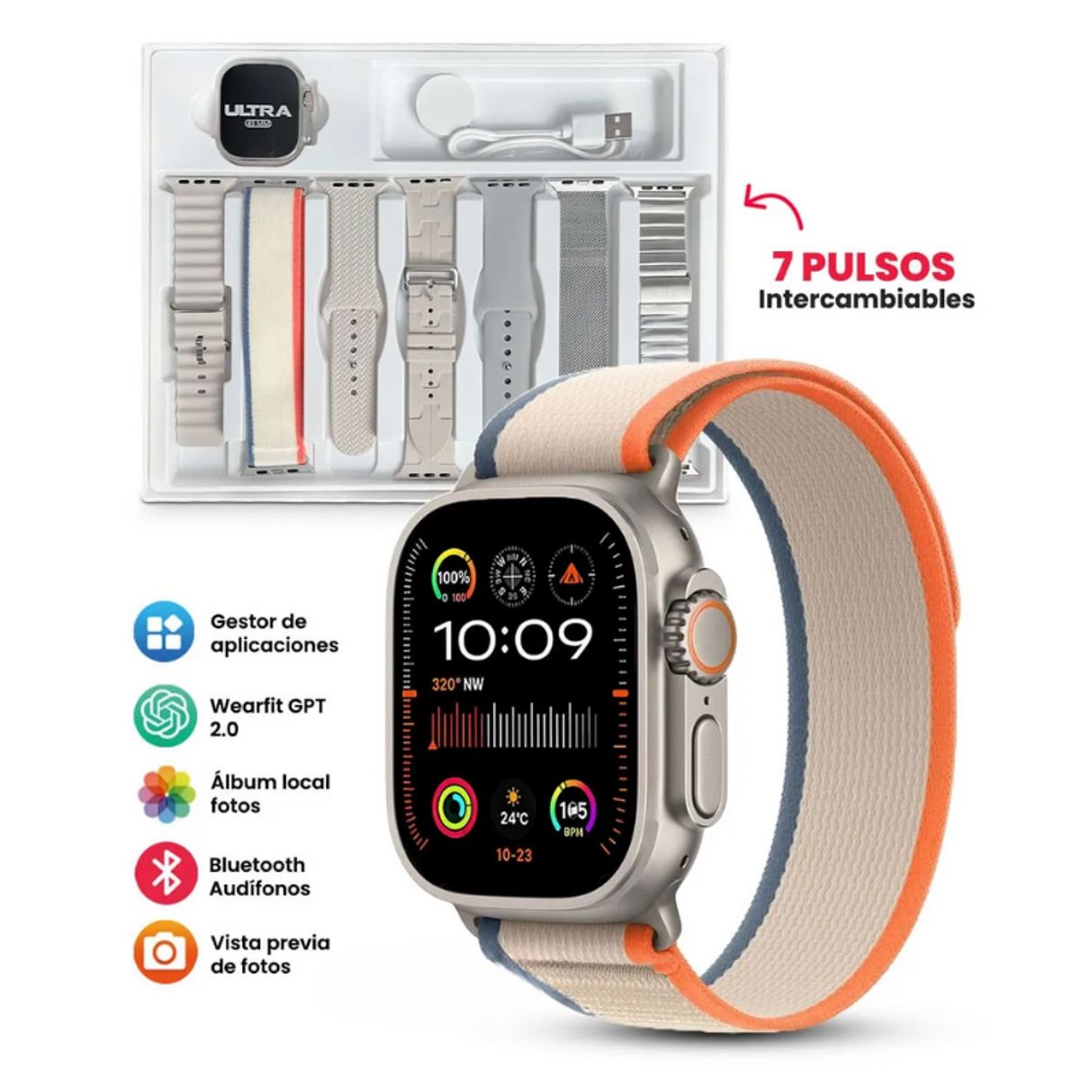 MOBULA - Reloj Inteligente H10 Ultra Plus Pantalla AMOLED - Gris