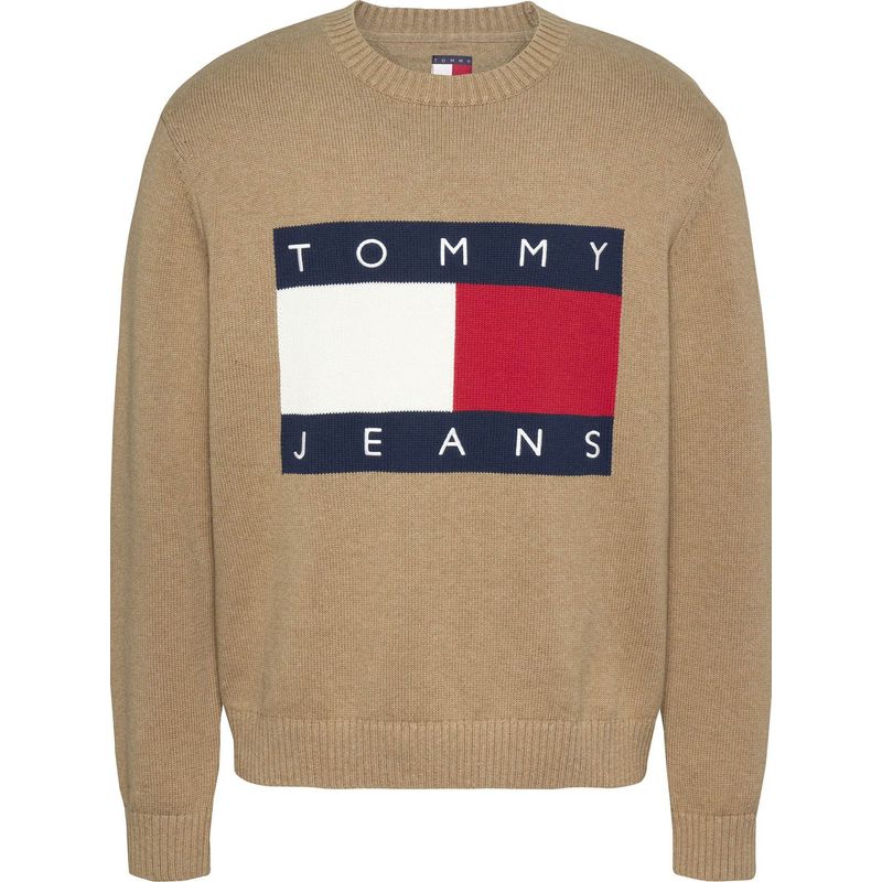 TOMMY HILFIGER - Saco marrón de mélange con logo de Tommy Tommy Jeans